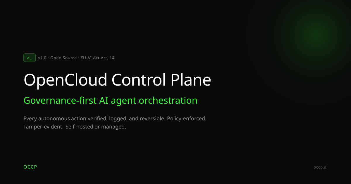 OCCP — OpenCloud Control Plane | Agent Governance Platform